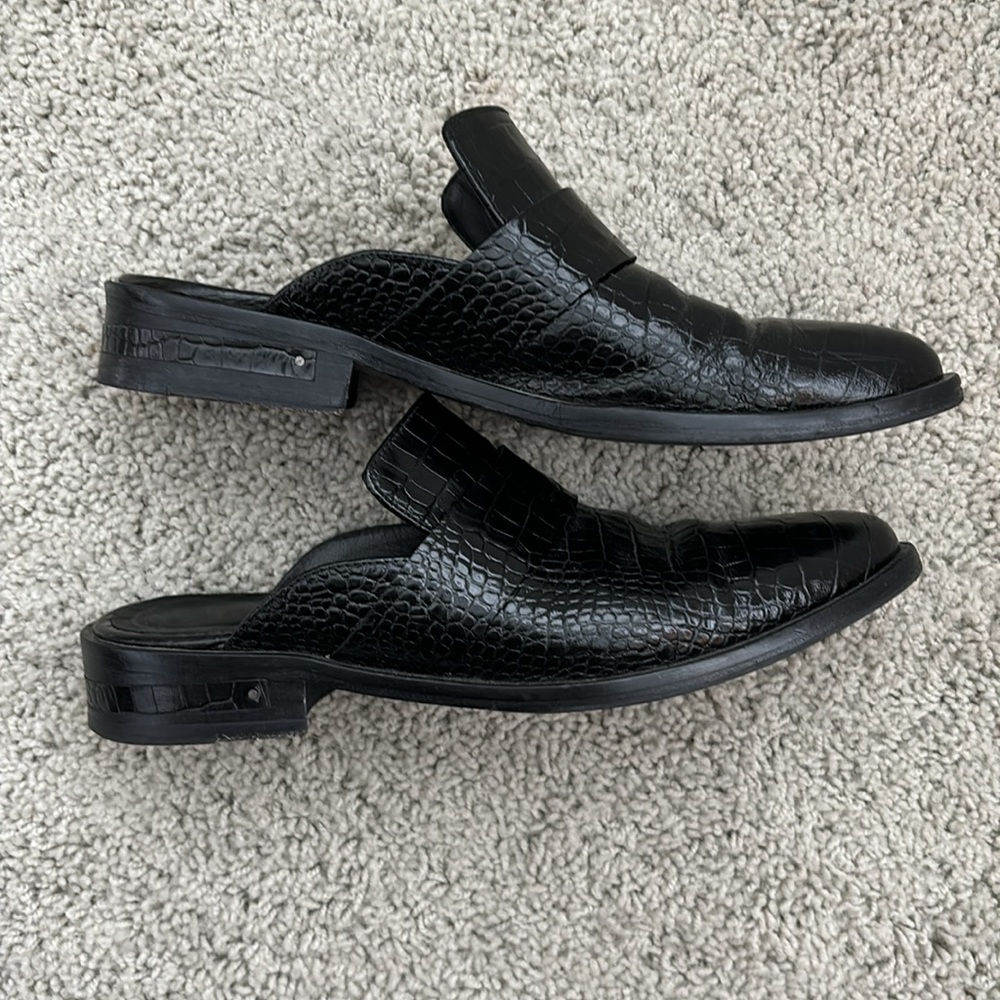 Freda Salvador Black Croc-Embossed Mules - Picture 7 of 9